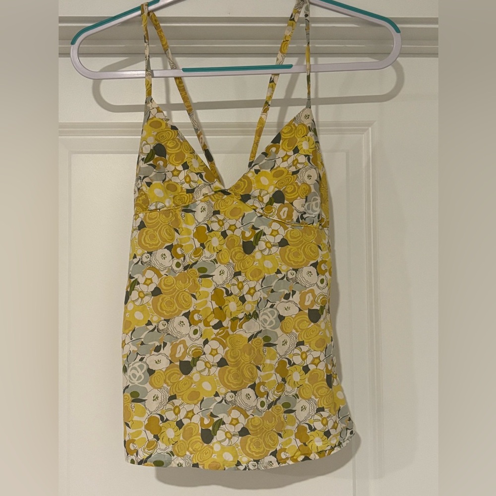 Y2K Yellow Floral Strapy Tank